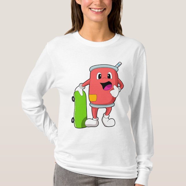 Kan vara Skater med Skateboard T Shirt (Framsida)