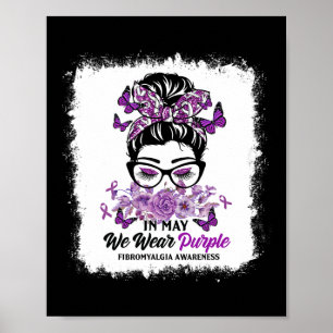 Kan vi Bära Lila Messy Bun Fibromyalgia Awarenes Poster