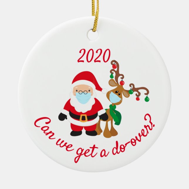 Kan vi få en Do-over Santa Reindeer 2020? Julgransprydnad Keramik (Framsidan)