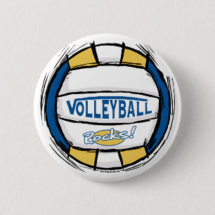 Kan vi Gräva det Volleyball Blue Guld Knapp