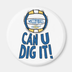 Kan vi Gräva det Volleyball Blue Guld Magnet