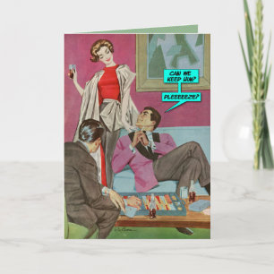 Kan vi hålla honom? [roligt hälsningkort] kort