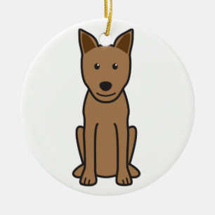 Kanaan hundtecknad julgransprydnad keramik