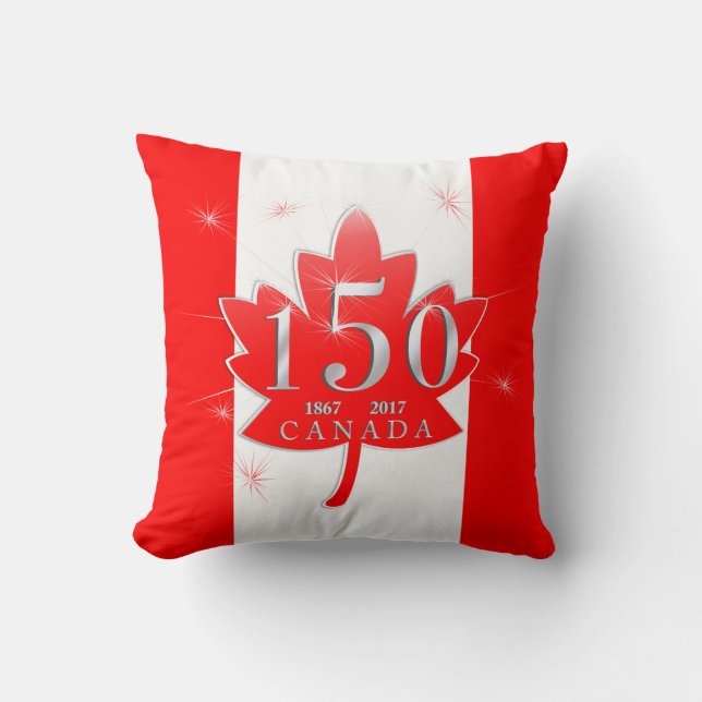 Kanada 150 födelsedag firandelönnlöv kudde (Framsida)