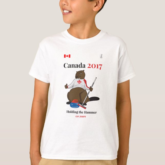 Kanada 150 i 2017 som krullar, bultar tee shirt (Framsida)