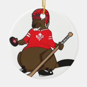 Kanada 150 i bäverhockey 2017 julgransprydnad keramik