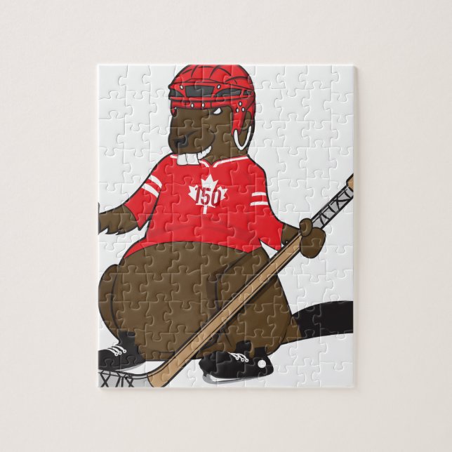 Kanada 150 i bäverhockey 2017 pussel (Vertikal)