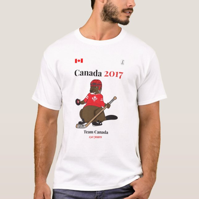 Kanada 150 i bäverhockeylaget 2017 Kanada T Shirt (Framsida)