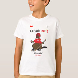 Kanada 150 i bäverhockeyleken 2017 på t-shirt