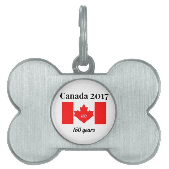 Kanada 150 i hjärtaflagga 2017 namnbricka husdjur (Framsidan)