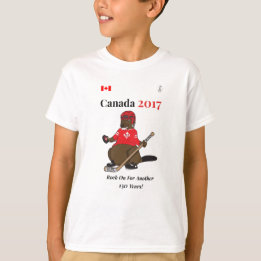 Kanada 150 i hockeysten 2017 på t-shirt