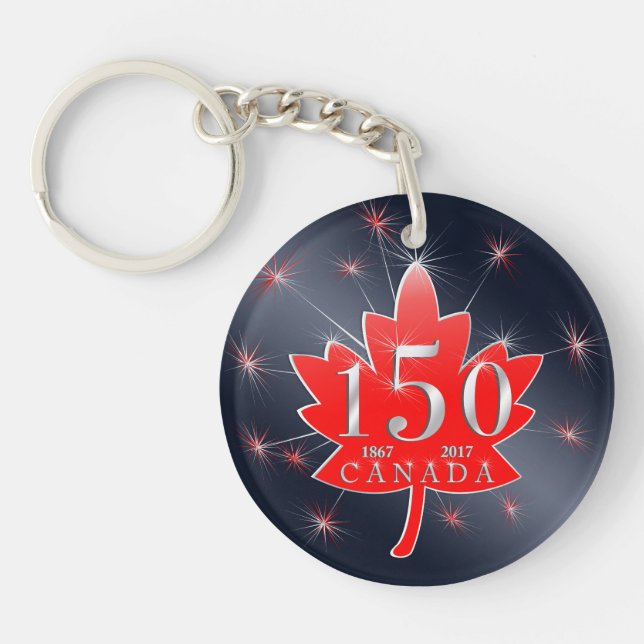 Kanada 150 jubileums- lönnlöv & fyrverkerier (Framsidan)