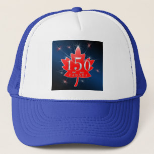 Kanada 150 jubileums- lönnlövfirande truckerkeps