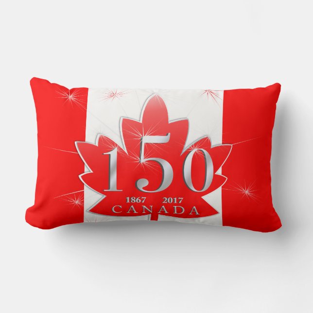 Kanada 150 Maple Löv, födelsedagsfirande Lumbarkudde (Framsida)