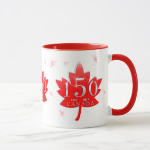 Kanada 150 röda lönnlövfyrverkerier mugg