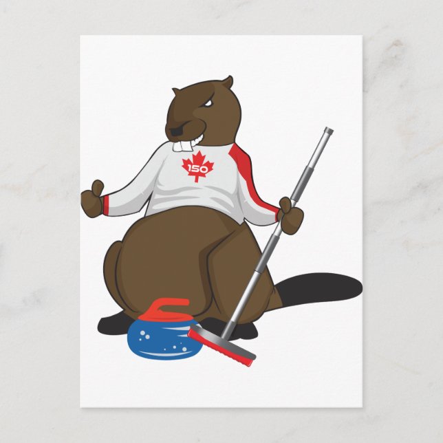 Kanada 150 under 2017 Curling Beaver Merchandise Vykort (Framsida)