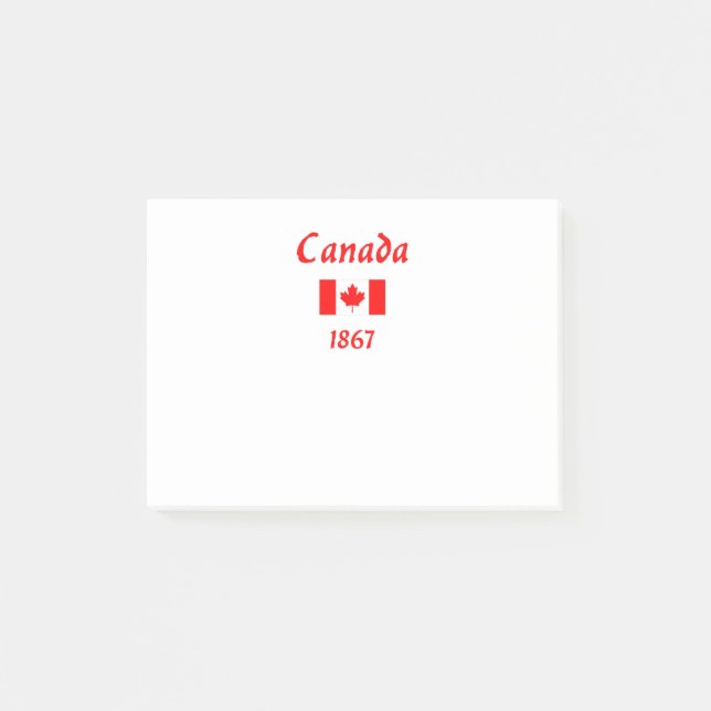 Kanada 1867 Old Balthazar Font Flagga Färg Post-it Block (Framsida)
