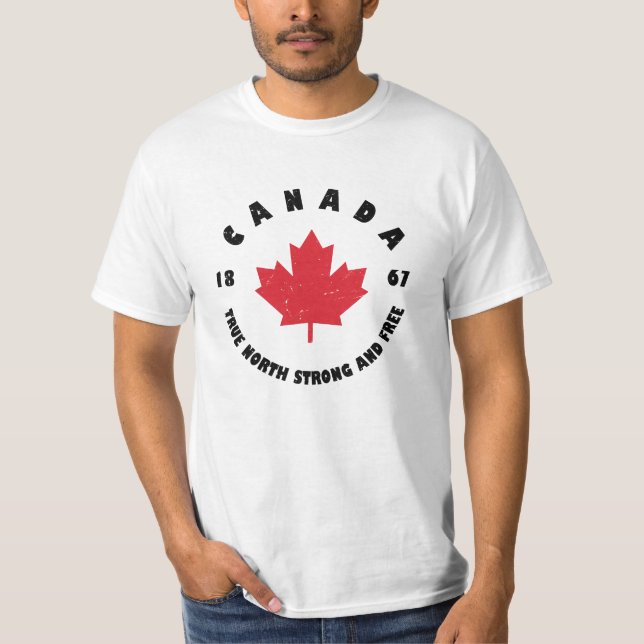 Kanada 1867 True North Strong and Free T Shirt (Framsida)