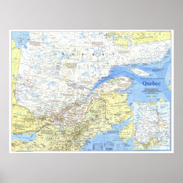 " Kanada: 1991 Quebec Detailed KARTA ... Poster (Framsidan)