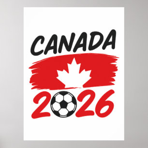 Kanada 2026 Fotboll Fan Design med Lönnlöv Poster