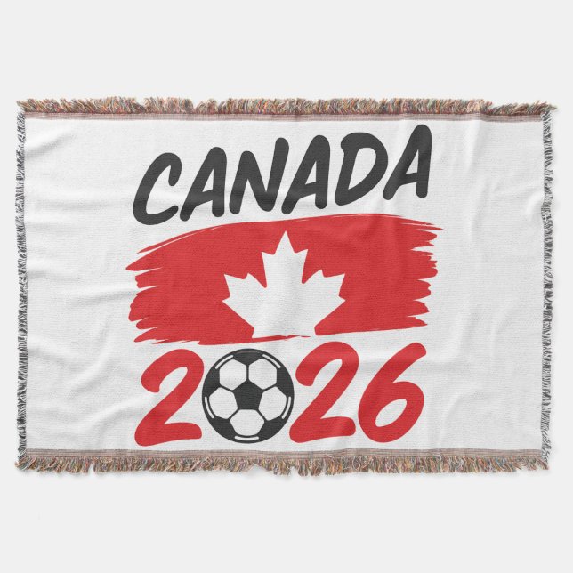 Kanada 2026 Fotbollsentusiast Design med Lönnlöv Filt (Framsidan)