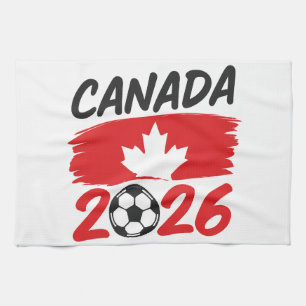 Kanada 2026 Fotbollsentusiast Design med Lönnlöv Kökshandduk