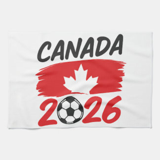 Kanada 2026 Fotbollsentusiast Design med Lönnlöv Kökshandduk