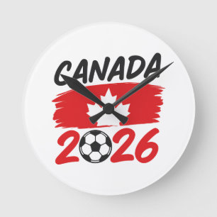Kanada 2026 Fotbollsentusiast Design med Lönnlöv Rund Klocka