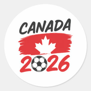 Kanada 2026 Fotbollsentusiast Design med Lönnlöv Runt Klistermärke