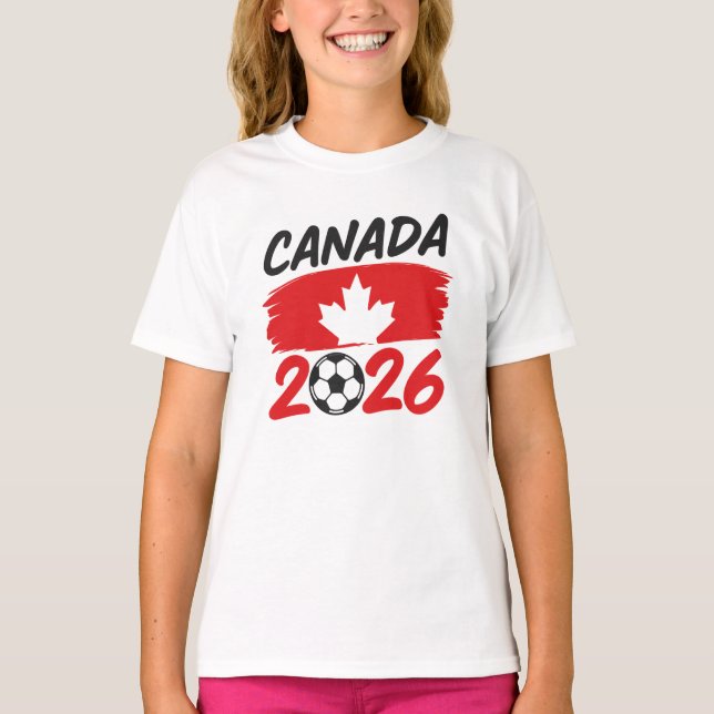 Kanada 2026 Fotbollsentusiast Design med Lönnlöv T Shirt (Framsida)