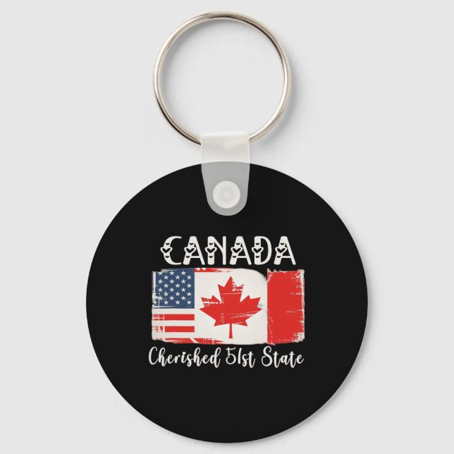 Kanada 51st State Trump Kanada USA State Funny 1 Nyckelring (Framsida)