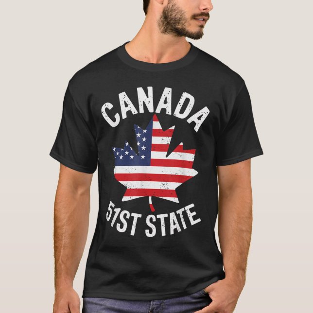 Kanada 51st State USA flagga Kanada 51st State Vin T Shirt (Framsida)