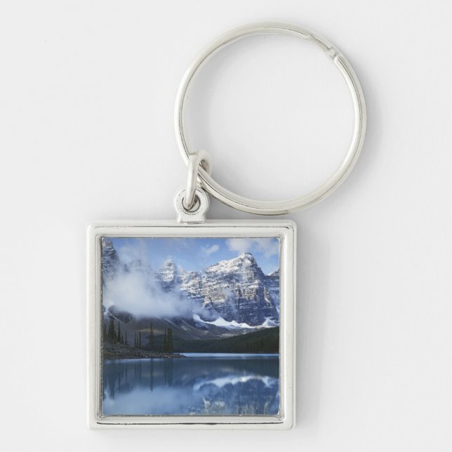Kanada, Alberta, Banff Nationalpark, sjö Fyrkantig Silverfärgad Nyckelring (Framsidan)