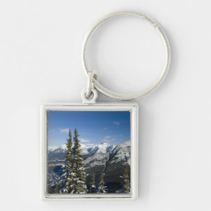 Kanada, Alberta, Banff. Utsikter över Bow Valley Fyrkantig Silverfärgad Nyckelring