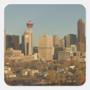 Kanada, Alberta, Calgary: Stadssilhuett från 2 Fyrkantigt Klistermärke