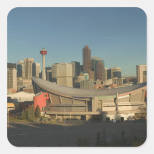 Kanada, Alberta, Calgary: Stadssiluett från 3 Fyrkantigt Klistermärke