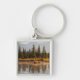Kanada, Alberta, Jasper nationalpark Fyrkantig Silverfärgad Nyckelring