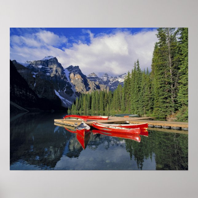 Kanada, Alberta, Moraine Lake. Den glassiga Poster (Framsidan)