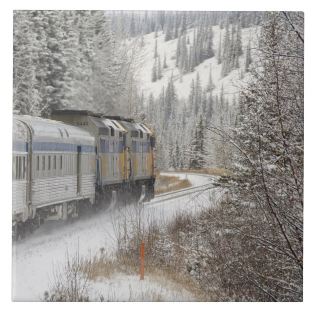 Kanada, Alberta. VIA Rail Snö Tåg mellan Kakelplatta (Framsidan)