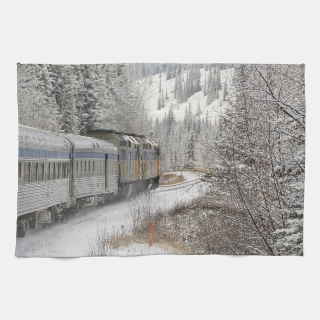 Kanada, Alberta. VIA Rail Snow Train mellan Kökshandduk (Horisontell)