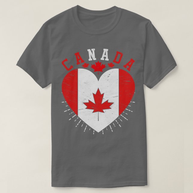 Kanada Älskare Maple Löv Canadian Flagga Heart Kan T Shirt (Design framsida)
