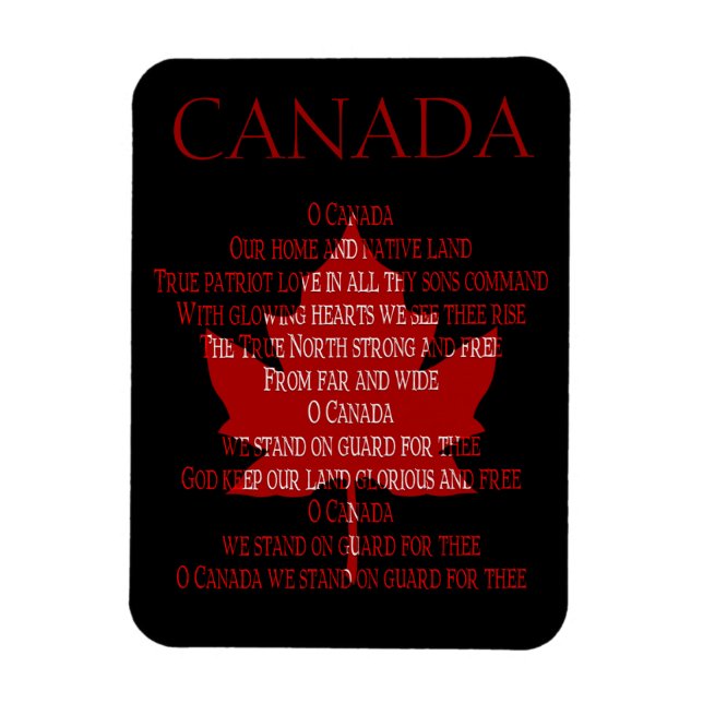 Kanada Anthem Fridge Magnet Anpassningsbar Kanada  (Vertikal)