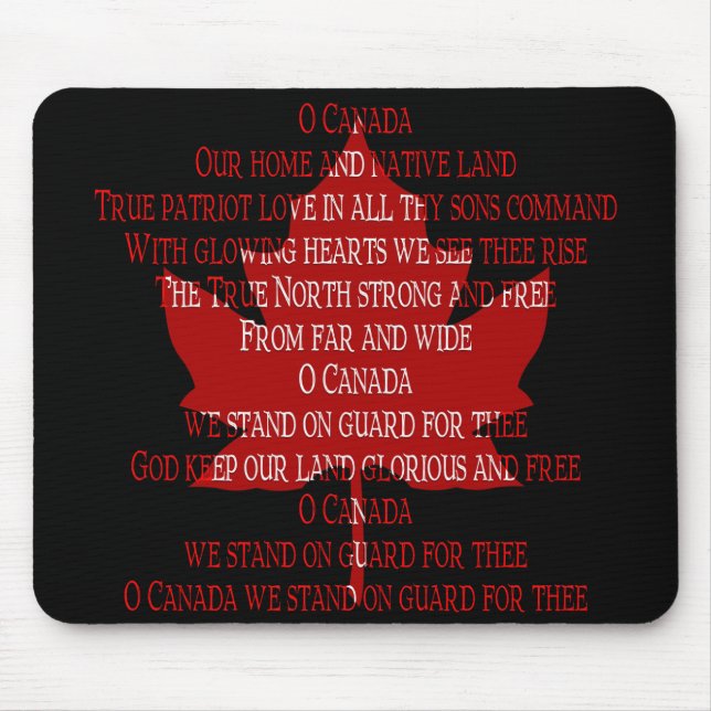 Kanada Anthem Mousepad Kanada Maple Löv Mousepad Musmatta (Framsidan)