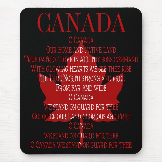 Kanada Anthem Mousepad Kanada Maple Löv Mousepad Musmatta (Framsidan)