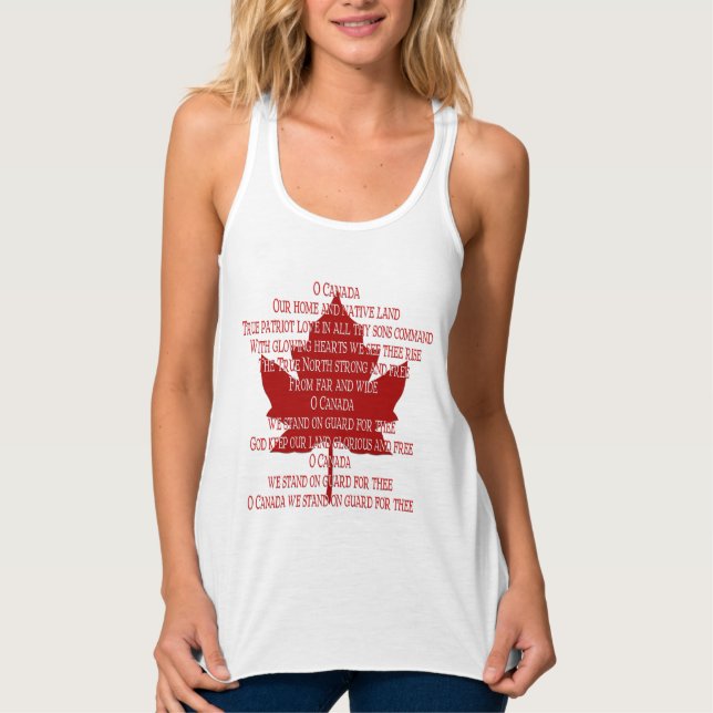 Kanada Anthem Women's Tanktop Canada Souvenir Top Linne Med Racerback (Framsida)