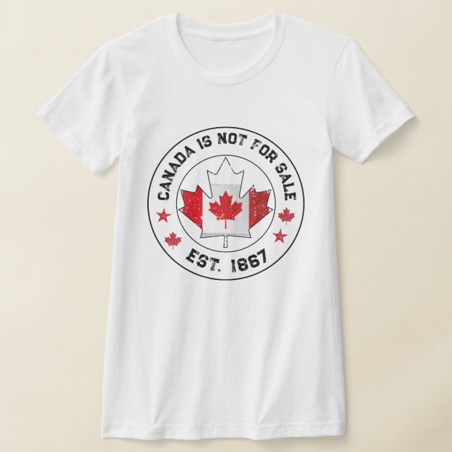 Kanada är inte för Sale Est 1867 Canadian Flagga T Shirt (Laydown)