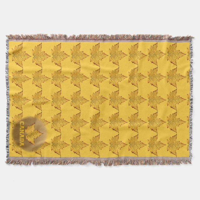 Kanada Blanket Canada Guld Kanada Souvenir Throw Filt (Framsidan)
