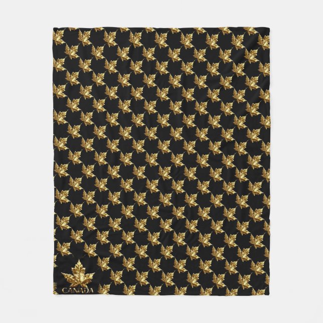 Kanada Blanket Guld Kanada Maple Löv Blanket Fleecefilt (Framsidan)