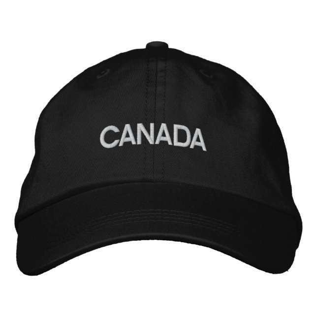 Kanada Blk/White Basic Justable Embroized Cap Broderad Keps (Framsida)