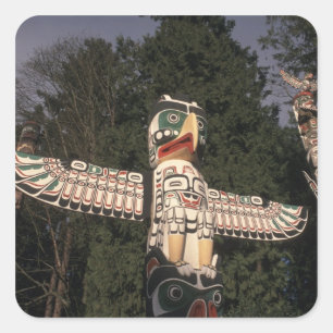 Kanada, British Columbia, Vancouver. Infödd Fyrkantigt Klistermärke